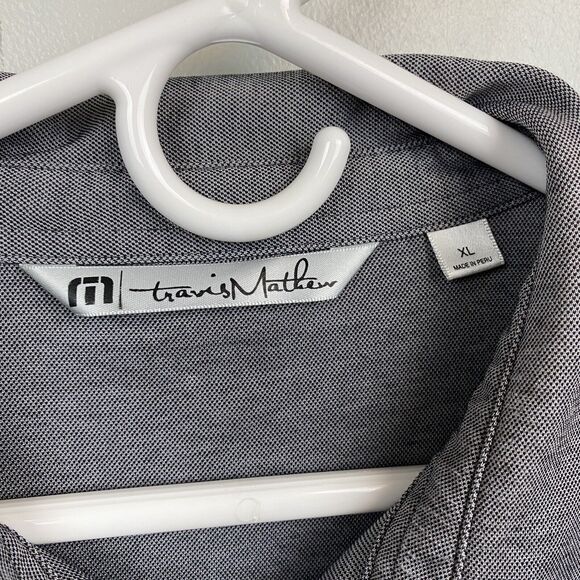 Travis Mathew Mens Extra Large XL Gray Cotton Blend Golf Polo Color block Active - Picture 3 of 10